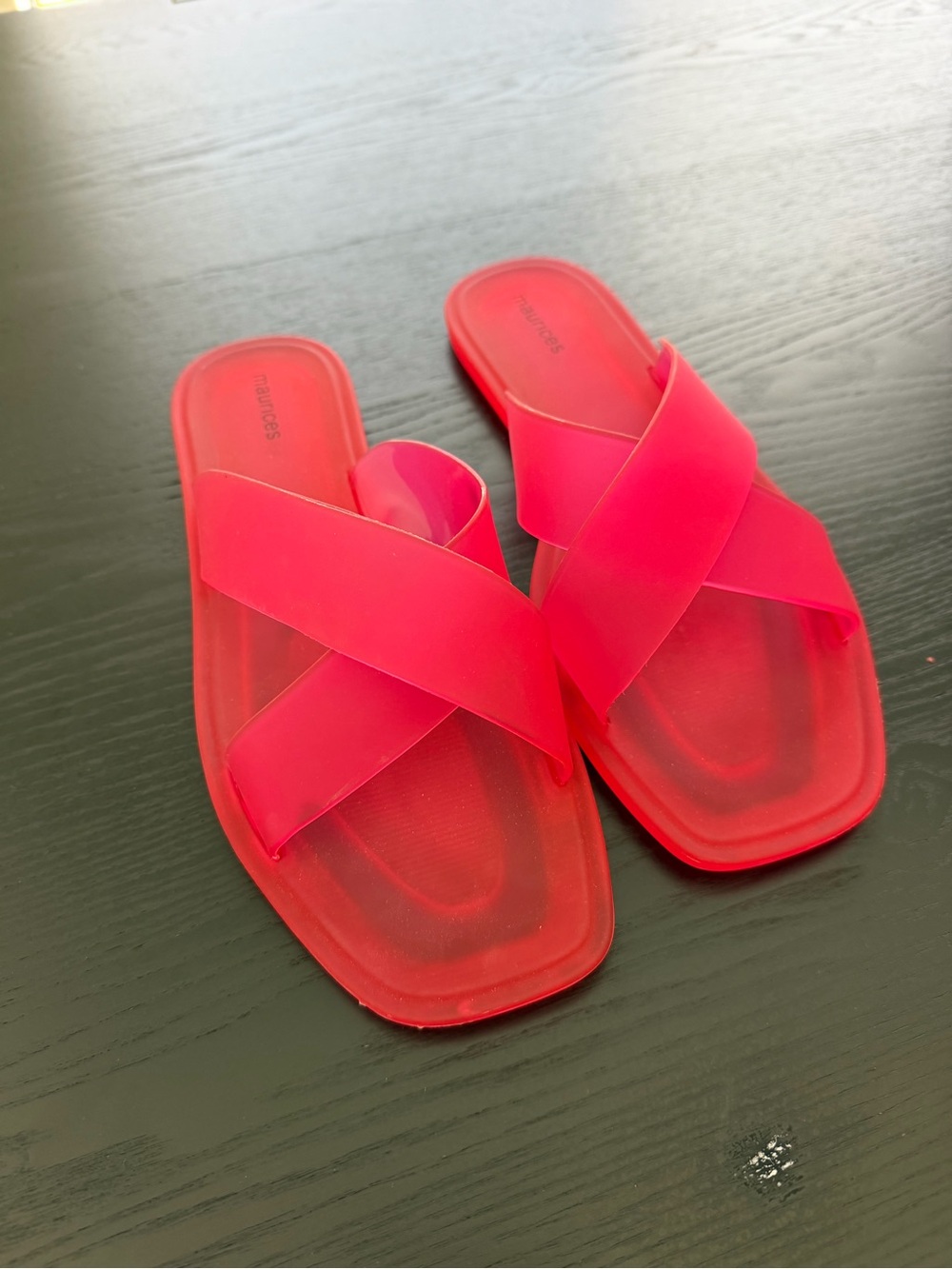 Maurices Hot Pink Crisscross Slide Sandals